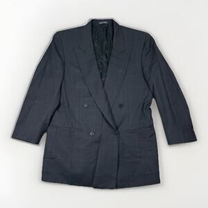 VTG Ermenegildo Zegna Wool Windowpane Double Breasted Suit Jacket Blazer 40R